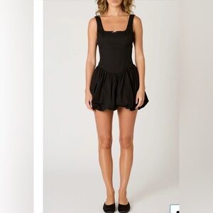 NWT NIA Square Neck Black Mini Bubble Dress